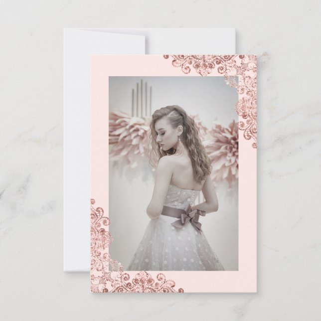 Menina de Sweet Sixteen Renda Dourado Rosa Tendênc (Frente)