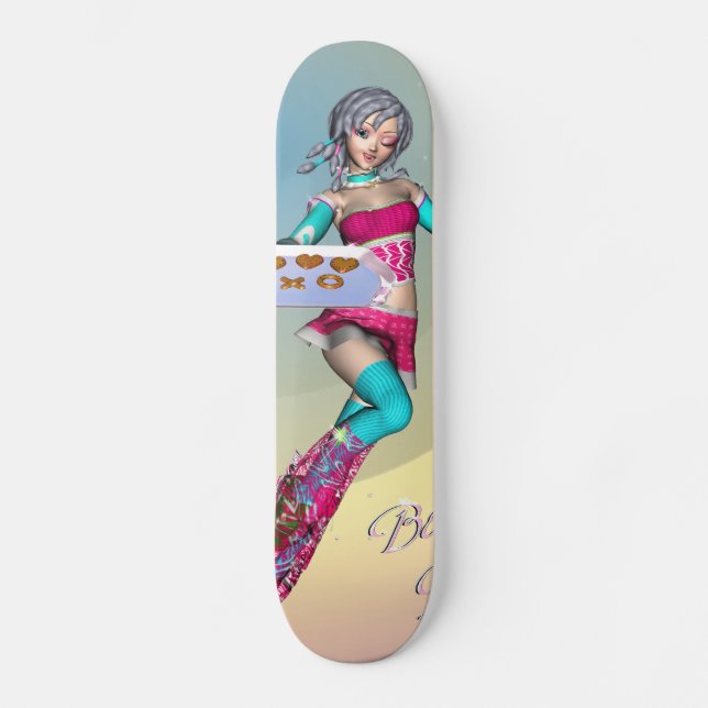 Menina do Anime com skate dos biscoitos (Frente)