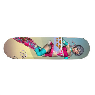 Menina do Anime com skate dos biscoitos