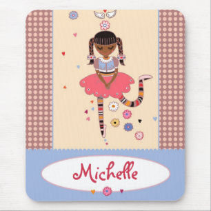 Menina do anjo (Afro) Mousepad conhecido feito sob
