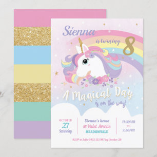 Menina do arco-íris dos convites do aniversário 