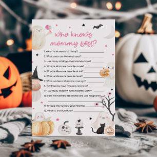 Menina do Halloween adivinha quem Mamãe ou jogo de