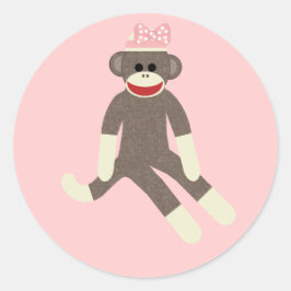 Menina do Macaco Sock com um adesivo de arco rosa