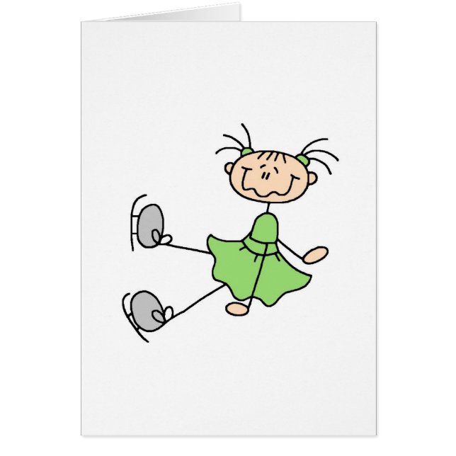 Menina do patinagem no gelo no cartão verde (Frente)