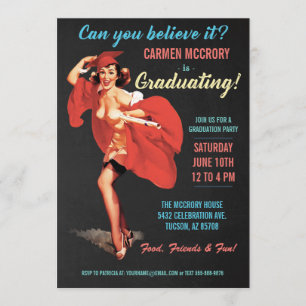 Menina do Pin-Acima do vintage dos convites   da