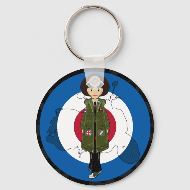 Menina dos 60 em Parka com Chaveiro Patinete (Frente)