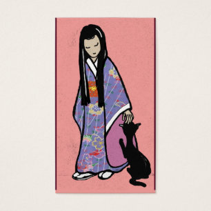 Menina e gato japoneses