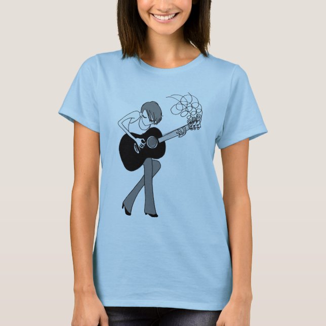 Menina e uma camisa da guitarra (T24) (Frente)