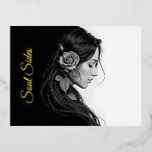 Menina elegante com flor no cabelo, arte moderna