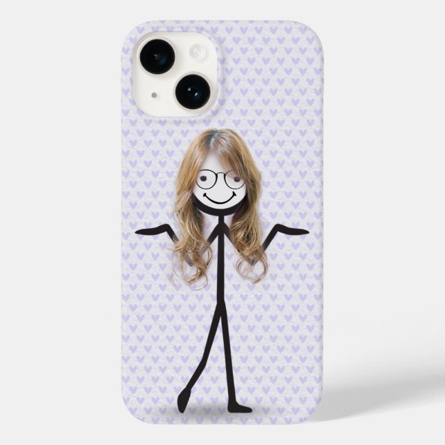 Menina em forma de palito com cabelo e óculos (Verso)