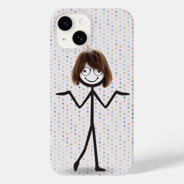 Menina em forma de palito com cabelo e óculos (Verso)