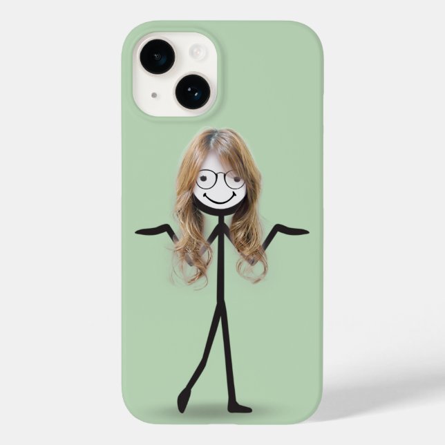 Menina em forma de palito com cabelo e óculos (Verso)