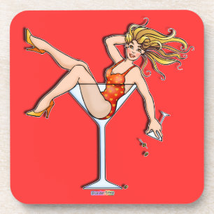 Menina em um vidro 2 de Martini - porta copos da