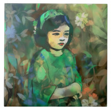 Menina em vestida verde