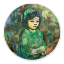 Menina em vestida verde
