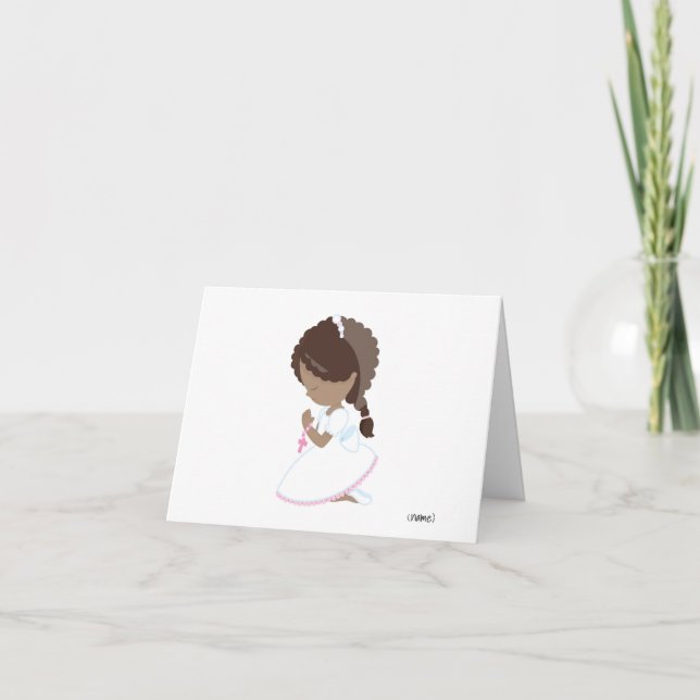 Menina Escura Santa Comunhão Obrigado Cartões (Frente)