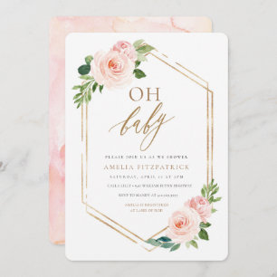 Menina floral do convite do chá de fraldas