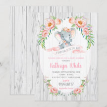 Menina floral do convite do chá de fraldas do