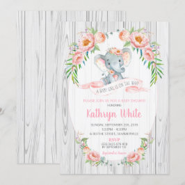 Menina floral do convite do chá de fraldas do