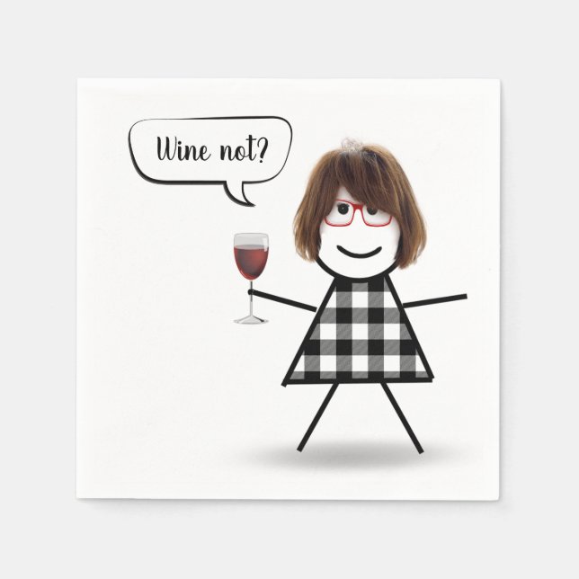 Menina graveto com guardanapos de vinho tinto (Frente)