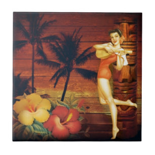menina havaiana tropical do pólo de totem da