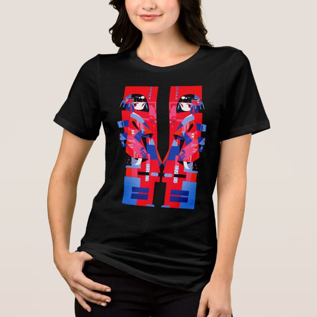 Menina Japonesa Abstrata Moderna – Kimono Geométri (Frente)