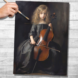 Menina Jogando Cello 1 - Papel de Decoupage