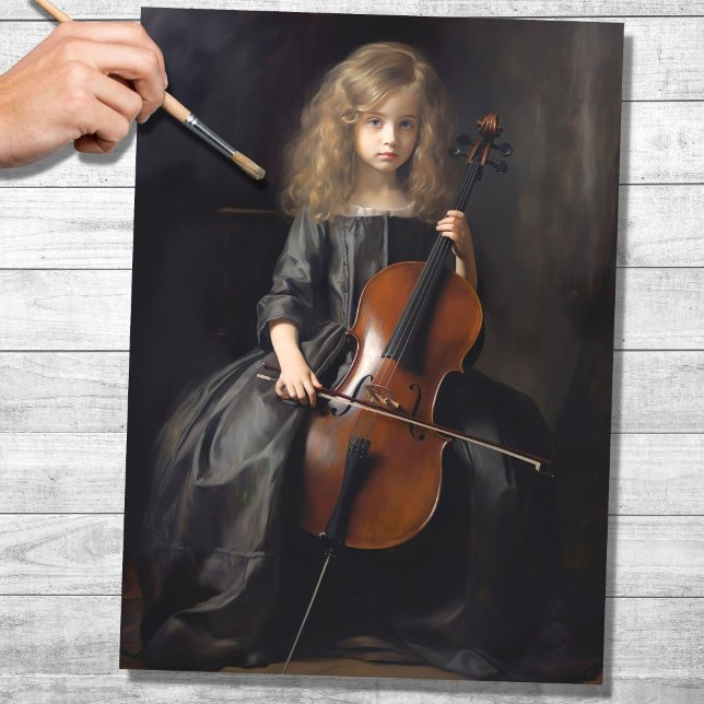 Menina Jogando Cello 1 - Papel de Decoupage (Criador carregado)