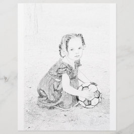 Menina jogando com página para colorir Futebol