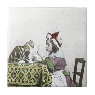 Menina má do vintage do tea party do Victorian do