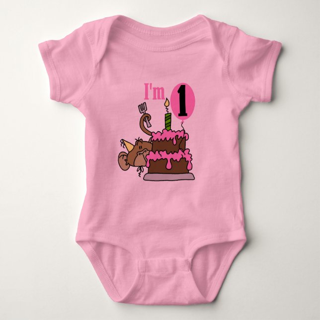 Menina Macaco Sou um Camiseta de aniversário (Frente)