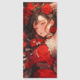 Menina misteriosa em anime vermelho