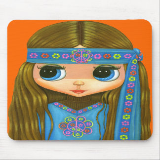 Menina Mousepad do Hippie de flower power