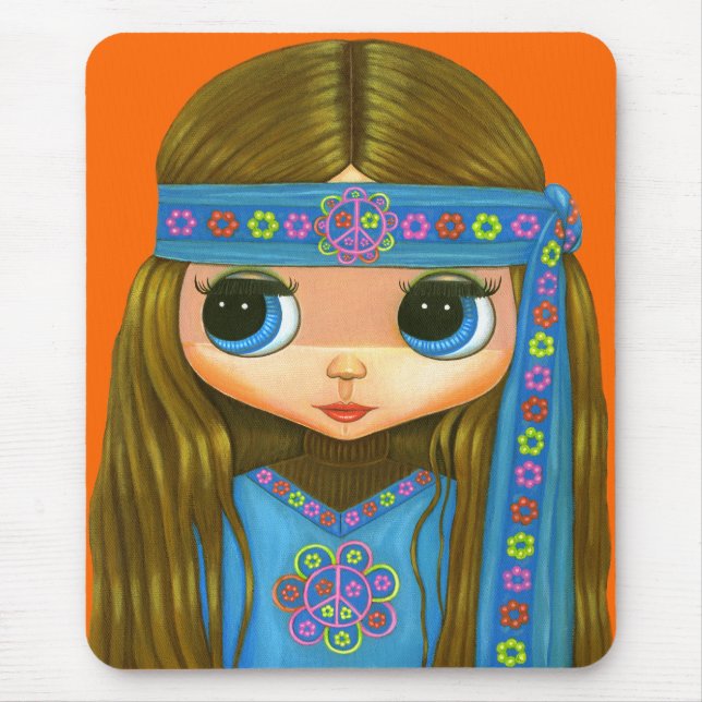 Menina Mousepad do Hippie de flower power (Frente)