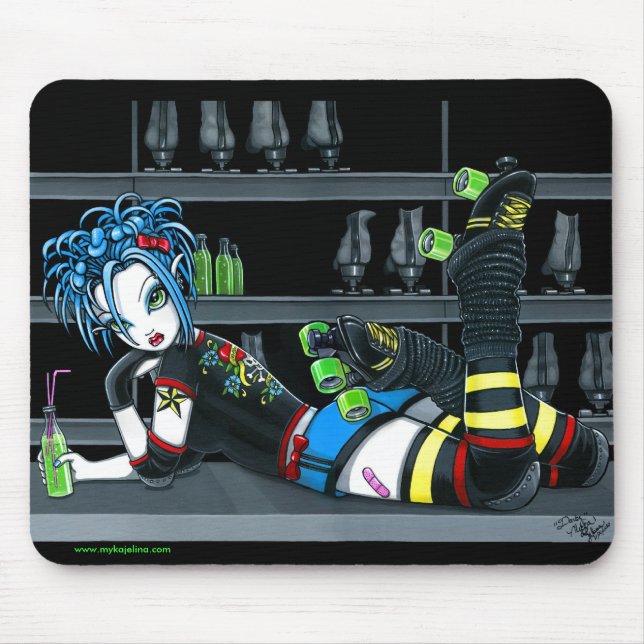 Menina Mousepad do skate de Derby do rolo de (Frente)
