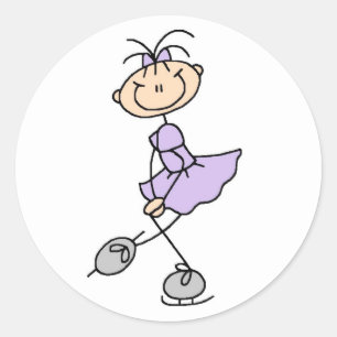 Menina na etiqueta do patinador de gelo do Lilac