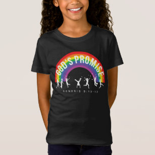 Menina Negra Camiseta Arco-Íris Crianças Promessas