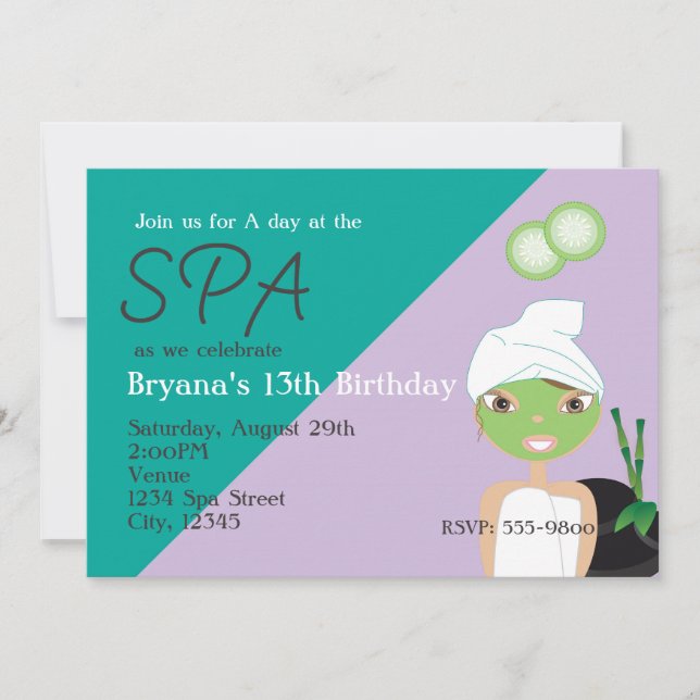 Menina no Convite de aniversário da Bela Spa (Frente)