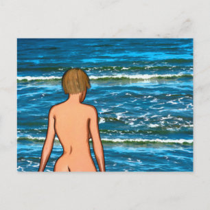 Menina no Mar Cartão Postal Pintura