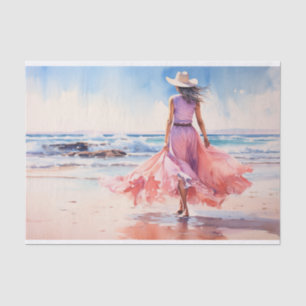 Menina no Papel de Decoupage Beach 1