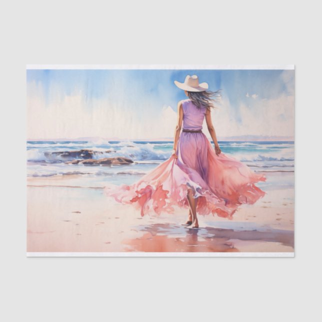 Menina no Papel de Decoupage Beach 1 (Frente )