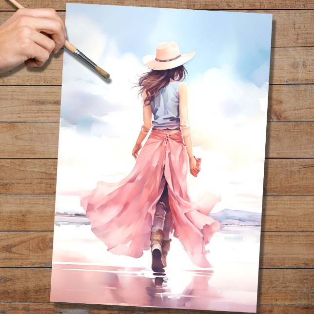 Menina no Papel de Decoupage Beach 3 (Criador carregado)