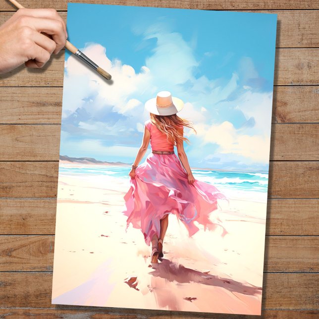 Menina no Papel de Decoupage Beach 5 (Criador carregado)