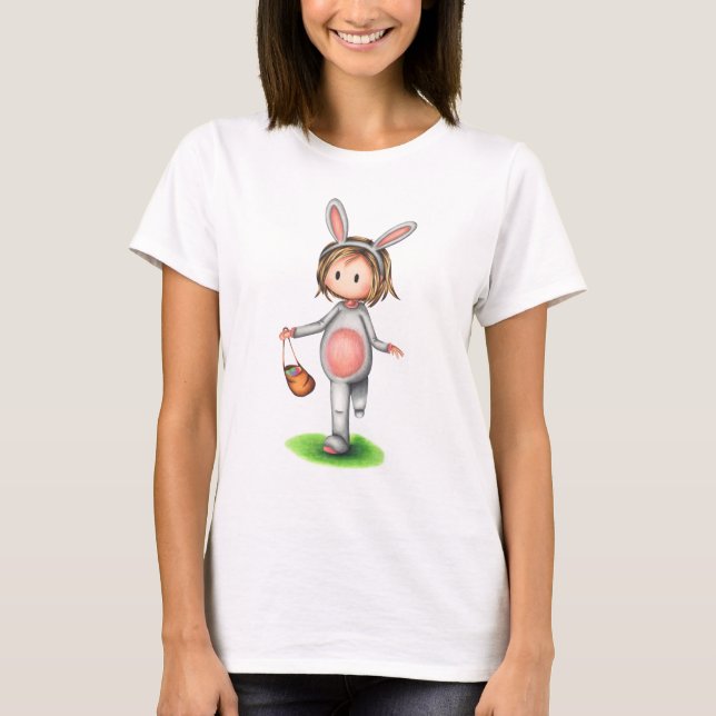 Menina numa camiseta de Páscoa de fantasia (Frente)