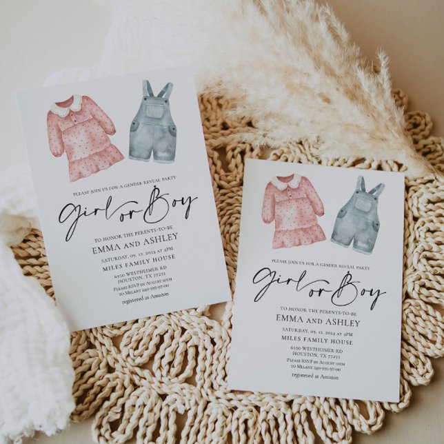 Menina ou Menino Roupas Sexo Revelar Convite (Criador carregado)