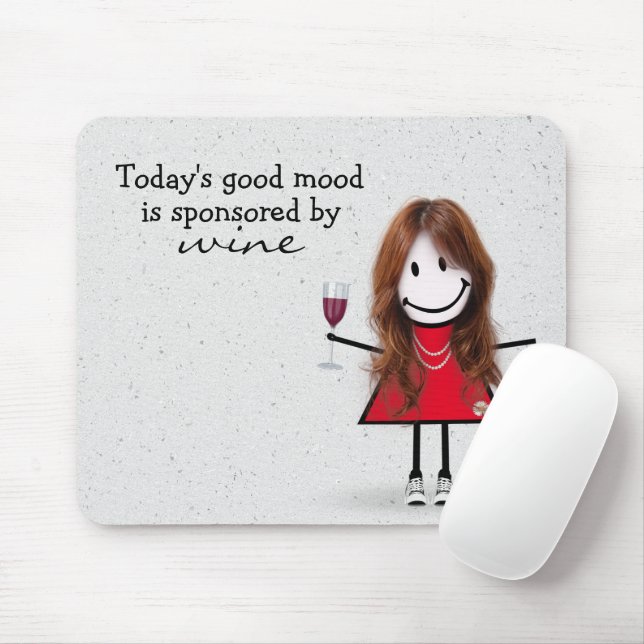 Menina Palito Com Vinho e Mouse Pad de Tenis (Com mouse)