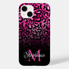 Menina Preto Rosa Quente Leopardo Ombre Monograma