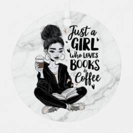 Menina que ama livros e café personalizado preto e