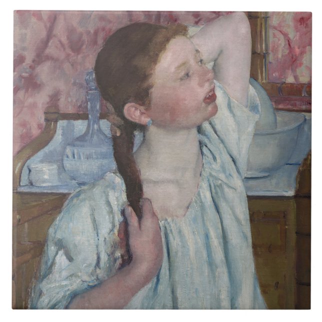 Menina que arranja seu cabelo, 1886 (óleo em (Frente)