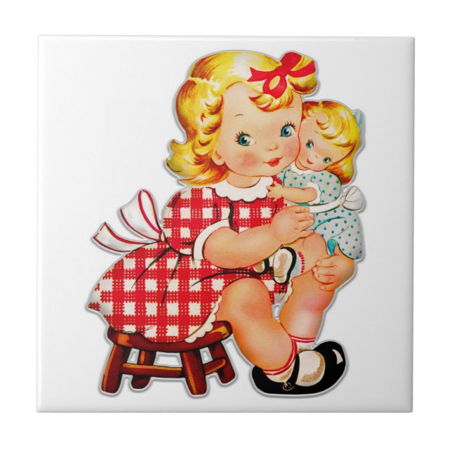 Menina retro vintage boneca criança (Frente)